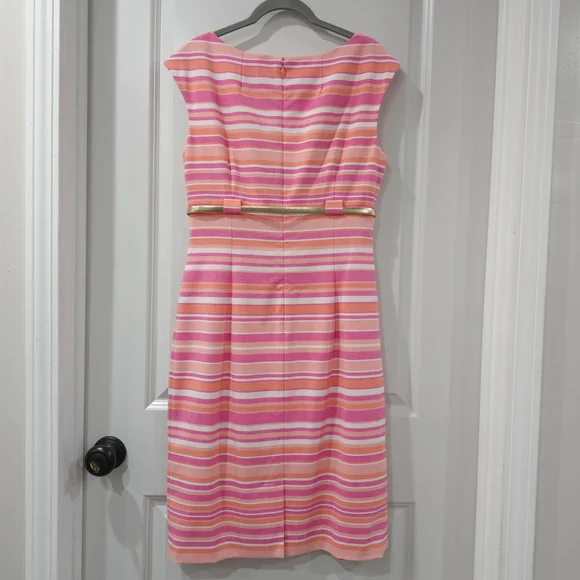 Pink Sheath Midi Dress with Bateau Neckline - Picture 9 of 16